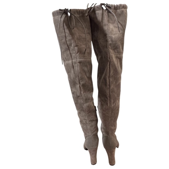 Women’s Faux Suede Gray/ Taupe Over-the-Knee Heeled Tall Boots Sz EU 39/ 8.5 US - Picture 10 of 13